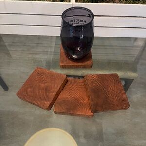 Brown Wooden Coaster Set